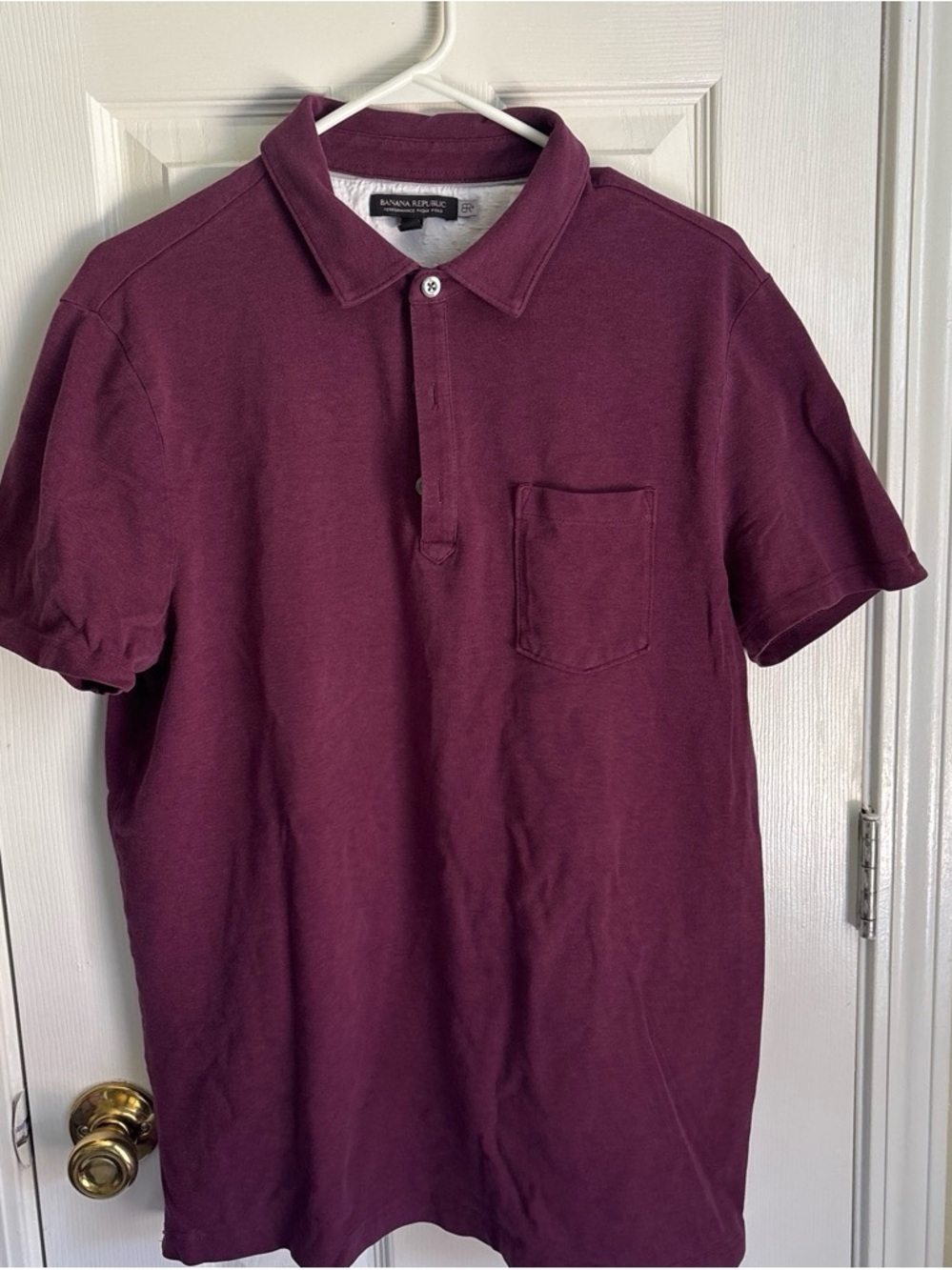 Banana Republic Men's Plum Polo with Chest Pocket